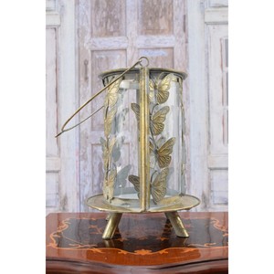 High Demanded <b>Brass</b> Butterfly Embossed Cylinder <b>Lantern</b> Home Decoration Durable Finish - Product Image 3