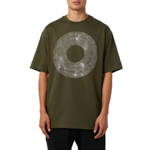 Camiseta Extra Grande para Hombre, Color Verde Oliva, con Pedrería, Algodón Grueso Premium, Estilo Urbano, Superventas - Product Image 1
