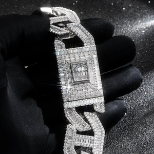 Nouveau Style Hip Hop Full Iced Out Baguette Diamant 14MM Cubain Lien Chaîne Bijoux En Or pour Hommes - Product Image 5