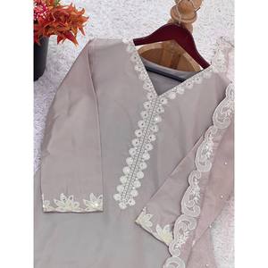 Designer Women's <b>Embroidered</b> Top-Bottom and Dupatta Set with Sequence Work - Product Image 6