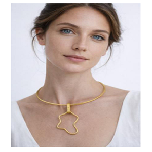 Collar con colgante de contorno en color dorado, collar de cadena minimalista, joyería de moda para mujeres, para regalos y uso diario. - Product Image 1