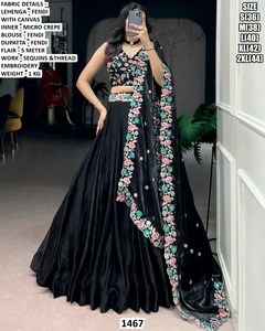 Lehenga Choli traditionnel en soie Zariya Heritage, longueur ras du sol, avec dupatta Bhandhani, pour Diwali et les mariages festifs - Product Image 4