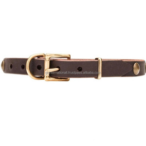 Collar de perro de cuero genuino marrón ajustable auténtico vegetariano personalizado de lujo y Collar de correa de cuero para perro - Product Image 1