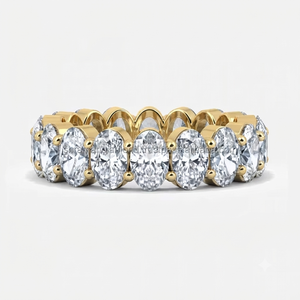 Luxury 10K Solid Gold Full Eternity Minimalist Wedding <b>Rings</b> Sparkle Oval Cut Moissanite <b>Diamond</b> Designer Engagement Party Band - Product Image 1