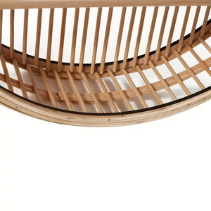 Contemporary Circular Bamboo Wall <b>Shelf</b> Built With Slender Spindles For A Sleek And Almost Invisible Wall Look Now - Product Image 2
