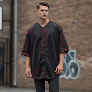 Custom Made Baseball Jersey Wholesale Mens Sportswear Full Button Down Shirt Breathable Fabric Professional Teamwear - Product Image 6