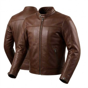 Slim Fit Canvas Leather <b>Jacket</b> for Men Motorbike Biker Gear Fashion Style Premium Cow Leather Long Thin - Product Image 5