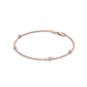 Rose Gold Color Fine Chain Link Bracelet Cubic Zirconia Charm Necklace Adjustable Lobster Clasp Jewelry <b>Gift</b> - Product Image 2