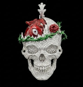 Pendentif Crâne en Argent 925 avec Moissanite, Breloque Dragon Glacé, Plaqué Rhodium, Bijou Unisexe pour Fêtes et Usage Quotidien - Product Image 1