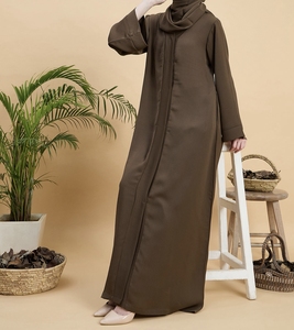 2026 New Style Modest Abaya Robe Islamic Clothing Front Open Muslim Women Long Dress Polyester Floral V Neck Gulf Clothing - Product Image 4