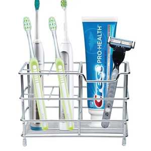 Wood and Glass <b>Toothbrush</b> <b>Holder</b> Bathroom Organizer with Circular Wooden Top Multi Slot Stand for <b>Toothbrush</b> and Razor - Product Image 6