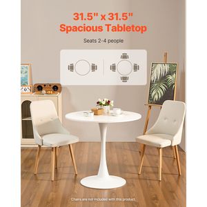Tavolo da Pranzo Rotondo Moderno in Legno per 2-4 Persone, Base a Piedistallo da 31,5 Pollici, Assemblato - Product Image 4