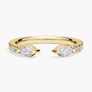 <b>Open</b> Round and Marquise Diamond <b>Ring</b> in Yellow Gold - Product Image 2