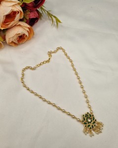 Designer <b>Pearl</b> Beaded Chain Necklace With Coordinating Earrings Floral Pendant Necklace <b>Set</b> Traditional Ethnic Partywear Jewelry - Product Image 2