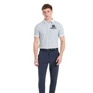 Men Light <b>Blue</b> Patterned <b>Polo</b> <b>Shirt</b> Short Sleeve Collared Tee Custom Logo OEM Manufacturer Wholesale Golf Sportswear Premium - Product Image 2