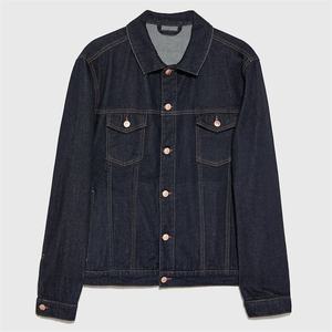 Chaqueta de Mezclilla Azul Oscuro para Hombre, con Capucha, Cierre de Botones, Corte Regular, Algodón Lavado, Estilo Invernal, Protección UV - Product Image 3