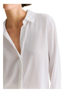 Camisa Blanca de Mujer con Botones, Manga Larga, Corte Holgado Informal, Cuello Clásico, para Oficina, Blusa Minimalista, Elegante, para Uso Diario - Product Image 2