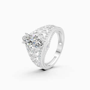 Anillo Ético con Halo de Diamantes Redondos y Marquesa Audaz, con Diamantes Cultivados en Laboratorio de 1.93 Ct |   En oro amarillo, blanco y rosa de 9 quilates - Product Image 3