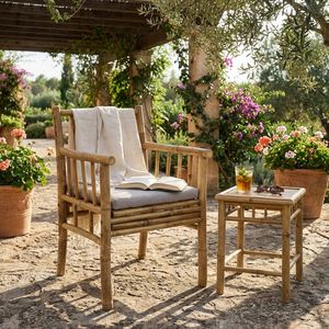 Wholesale Bamboo Garden Chair Natural Outdoor Indoor Patio Seating with Cushion Durable Comfortable Design Furniture OEM ODM - Product Image 1