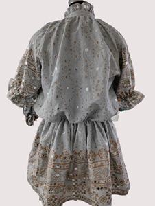 Robe d'été décontractée à manches bouffantes pour femme Midi Robe en coton imprimée de fleurs à la mode - Product Image 4