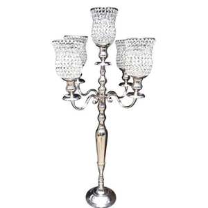 Porte-bougie en métal argenté de luxe pour la décoration de table de mariage et d'église à un prix raisonnable - Product Image 5