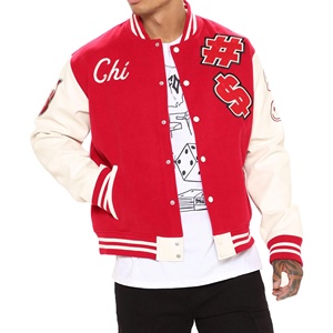 Men <b>Wool</b> Varsity Jacket with Genuine Leather Sleeves Wholesale Chenille Embroidery Baseball Letterman Bomber Varsity Jacket - Product Image 1