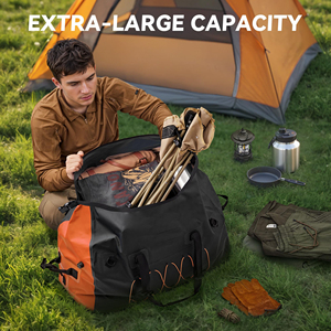 Bolsa de Lona de Nailon Verde Oliva de 50-70L, Impermeable, para Deportes al Aire Libre, Viajes, con Correas para el Hombro y Cuerdas de Compresión - Product Image 6
