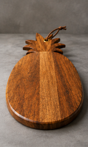 Tabla de cortar de madera de mango con forma de piña, bloque de cocina para cortar alimentos, bandeja para servir pan y queso con lazo de cuero - Product Image 4