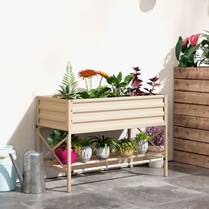 Fioriera in Metallo Zincato Efficiente per Giardinaggio con Gambe, Ripiano Portaoggetti e Rivestimento Interno - Product Image 2