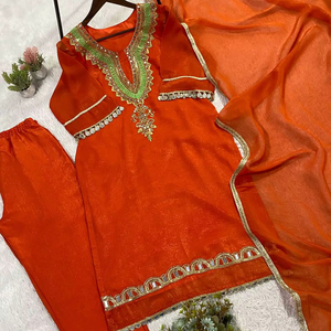 This Season Wear Our Sequence Embroidery And Real Mirror Worked Top, Pant With Dupatta - Product Image 5