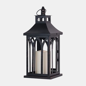 Lanterne en métal et verre portable de qualité supérieure, finition noir mat, écologique, pour hôtels et restaurants (vente en gros) - Product Image 1