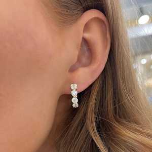 Diamond Hoop Earring Round Cut Lab Grown Minimalist Modern Luxury Wedding <b>Huggies</b> Jewelry Custom 14K 18K <b>Solid</b> <b>Gold</b> Manufacturer - Product Image 6