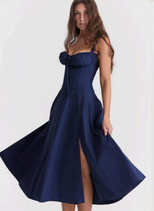 Elegante Vestido Tipo Bustier Azul Marino para Mujer, Vestido de Verano sin Mangas, Ropa Casual de Playa, Atuendo de Fiesta, Ropa a la Moda - Product Image 2