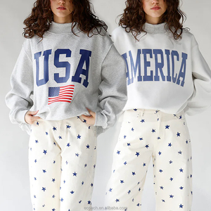 Custom Women's Reversible Printed Sequined Mock Neck Streetwear Winter Autumn 100% Cotton Fleece Oversized Long Sleeve Pullover - Product Image 3