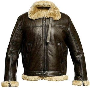 Chaqueta Bomber de Cuero Premium de Marca para Invierno, Transpirable, con Forro de Sherpa Cálido, Producción OEM Personalizada Lista para Enviar - Product Image 1