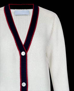 Cardigan en tricot blanc pour homme, manches longues, col en V, boutons sur le devant, couleur unie, pull d'automne, coupe classique - Product Image 2