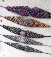 Sandales aux pieds nus Labradorite pierre forme ovale pierres précieuses macramé Bracelet accord réglable pour Collage fille cadeau bureau bijoux