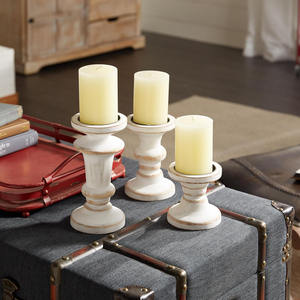 Bougeoirs en bois de manguier faits à la main Lot de 3 bougeoirs en bois les plus vendus Idéal pour la décoration de table de fête de Noël - Product Image 4