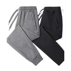 Pantalon de jogging décontracté noir taille haute élastique pour homme, grande taille, délavage foncé, respirant, séchage rapide, léger, en polaire - Product Image 4