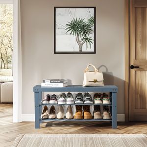 Scarpiera Moderna a 3 Livelli in Bambù con Finitura Laccata Superiore Senza Giunture e Design Smontabile per Armadio, Soggiorno o Conservazione Borse - Product Image 2