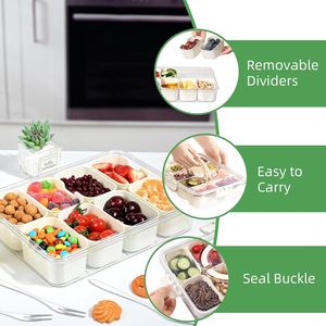 Contenitore Portatile Trasparente per Snack con Vassoio Divisorio, Scatola Snackle con Coperchio e Manico per Conservazione Alimenti, Taglieri per Salumi - Product Image 2