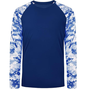 เสื้อแรชการ์ดแขนยาวผู้ชาย สีน้ำเงินลายคลื่นเหลือง แห้งเร็ว โพลีเอสเตอร์ UPF50+ ระบายอากาศได้ดี เป็นมิตรกับสิ่งแวดล้อม ป้องกันแบคทีเรีย - Product Image 4