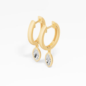 Pendientes de Aro ZAWO HOUSE Premium para Mujer con Diamantes VVS1 Corte Marquesa, Plata de Ley 925 con Engaste de Bisel, Bañados en Plata, Regalo - Product Image 3