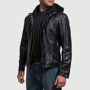Best Price Quality Hood Leather <b>Jacket</b> Custom Fashion Leather <b>Jacket</b> For <b>Men</b> Made In Pakistan Fashion Leather <b>Jacket</b> - Product Image 5