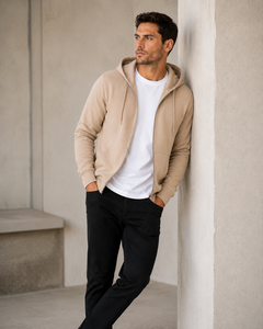 Mens zip hoodie created for modern comfort with breathable texture adjustable hood and practical style for active daily wear - Product Image 5