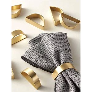 Modern Minimalist Gold Metal Napkin Ring Set, Luxury D-Shape Table Decor Napkin Holder for Wedding, Restaurant Napkin Holders - Product Image 1