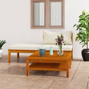 Ensemble de salon de jardin blanc crème et brun chaud - Product Image 1