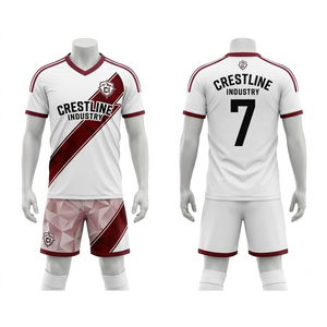 Ensemble short et maillot de football personnalisé Crestline Industry, sublimé, anti-humidité, séchage rapide, 100% polyester, athlétique, grandes tailles - Product Image 2