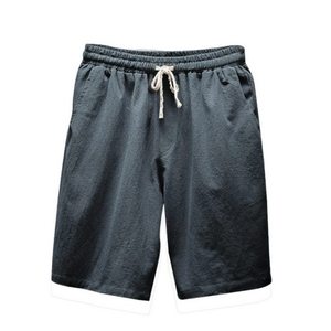 Ensemble t-shirt et short en coton uni pour homme, décontracté, respirant, pour l'été, col Henry, tissu tissé - Product Image 2