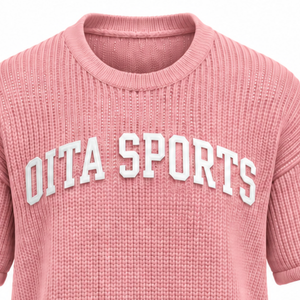 T-shirt tricoté rose poudré pour homme, manches courtes, col rond, texture décontractée, haut personnalisé imprimé, streetwear, mode estivale, vente en gros - Product Image 6